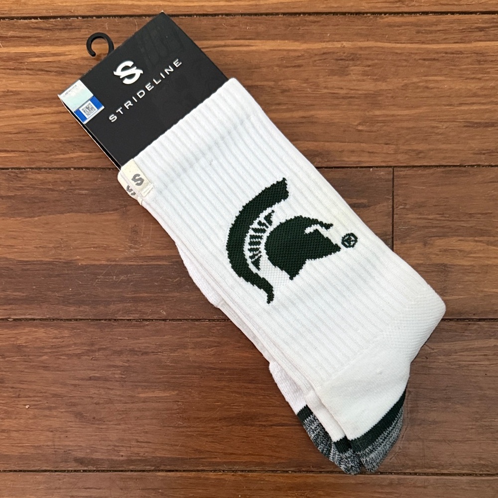 Michigan State Spartans White and Green Knit Athletic Socks